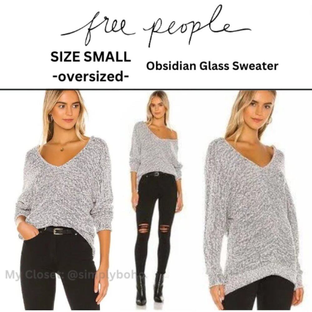 Free People Obsidian Glass Bright Lights V-Neck Sweater Women Size S - SMALL